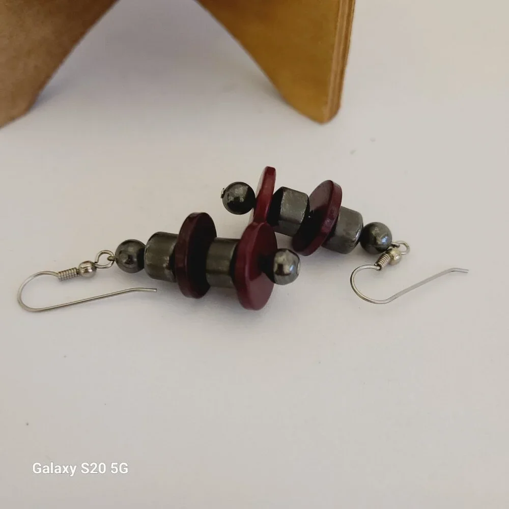 Unknown Brand Multi-Color Stacked Beads Dangle‎ Drop Earrings Pre-Owned Ladies